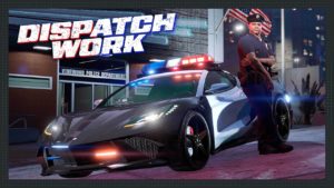 Vincent adossé une voiture de sport de police.