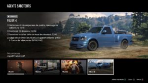 Image en jeu indiquant les différents objectifs du Suivi de carrière de la mise à jour Agents saboteurs