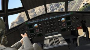 vue du cockpit de l'avion Eberhard Titan 250D dans GTA Online.
