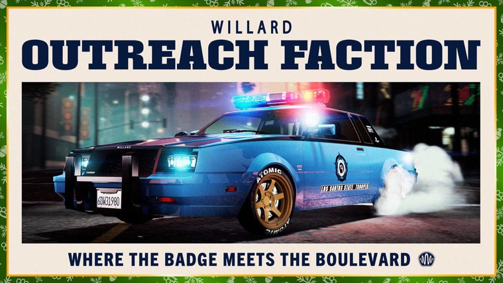 Image publicitaire mettant en vedette la voiture Willard Faction de proximité