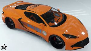 Skin de police du quartier Del Perro du LSPD sur la carrosserie de la voiture de sport Coquette D10