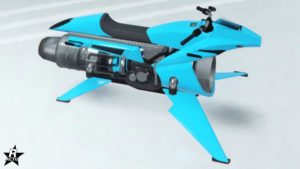 La moto volante Pegassi Oppressor Mk II sans aucun motif appliqué sur sa carrosserie.