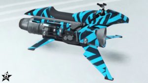 Motif "Bataille navale" sur la moto italienne Pegassi Oppressor Mk II dans le jeu GTA Online.