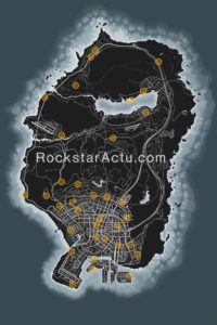 Carte de GTA Online révélant les emplacements des objets Yuanbao à trouver et à récupérer en jeu pour le nouvel an chinois.