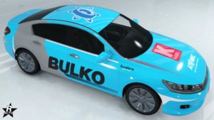Groupe de décalcomanie "Course Bulko" présent sur la carrosserie de la voiture de GTA Online