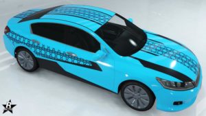 Décalcomanie hexagonal "H-65" présent sur la berline Dinka Chavos V6