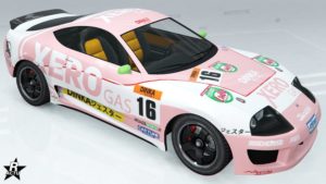 Décalcomanie "Course Xero Gas" ajoutant des autocollants de course sur la voiture japonaise Dinka Jester Classique.