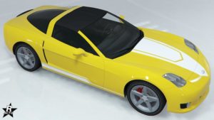 Motif de carrosserie "Bandes blanches" sur la voiture de sport.