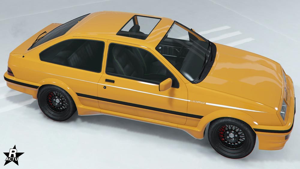 Décalcomanie "Détails LozSpeed" sur le véhicule américain Vapid Uranus LozSpeed de GTA Online. Il s'agit d'une fine bande blanche sur les cotés latéraux de la voiture avec l'inscription "LozSpeed".