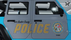 Décalcomanie "LSPD large" présente sur les portières latérales du Canis Terminus de patrouille.