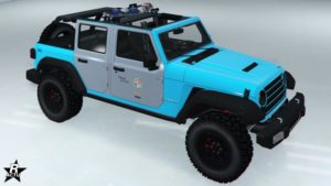 Skin "LSPD moderne" sur la carrosserie de la voiture de police.