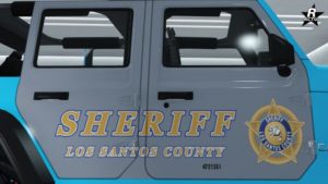 Motif "Shérif du comté de LS (variante)" vue sur les côtés latéraux du véhicule de flics.
