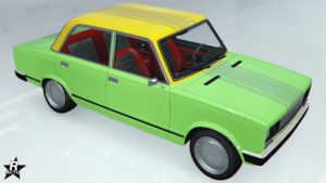 Le groupe de décalcomanie "Bandes classiques" sur le véhicule Rune Cheburek dans le jeu vidéo GTA Online. Le motif représente une large bande grise qui traverse verticalement la voiture en son centre.