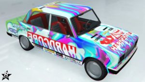 Apparence de véhicule "Équipe de drift Hardcore" pour la voiture Rune Cheburek dans le jeu vidéo GTA Online.