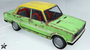 Skin de bagnole "Prolaps rouillé" sur la Rune Cheburek. Cela ajoute un motif d'effet de rouille sur la carrosserie de la voiture.