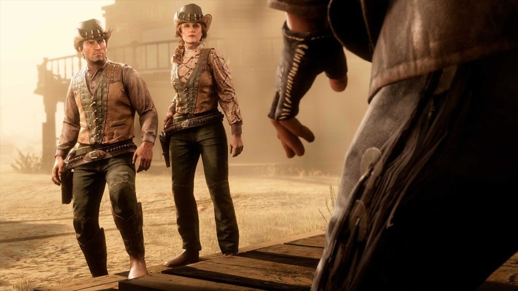 Tenue communautaire d'avril 2025 dans Red Dead Online. Il s'agit d'une tenue créée par la vidéaste AMGaming sur YouTube.