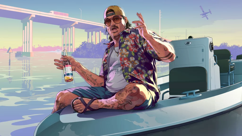 Artwork n° 1 de Cal Hampton sur un petit bateau gonflable dans les keys.