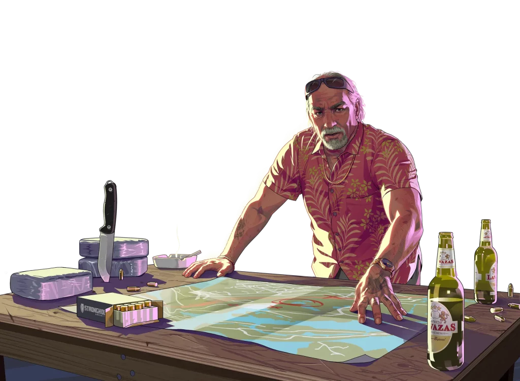 Brian Heder regardant une carte sur une table.