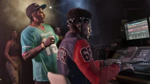 Dre’Quan Priest sur une table de mixage dans une boîte de nuit.