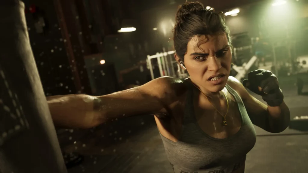 Lucia Caminos s'entrainant à la boxe dans une sale de sport