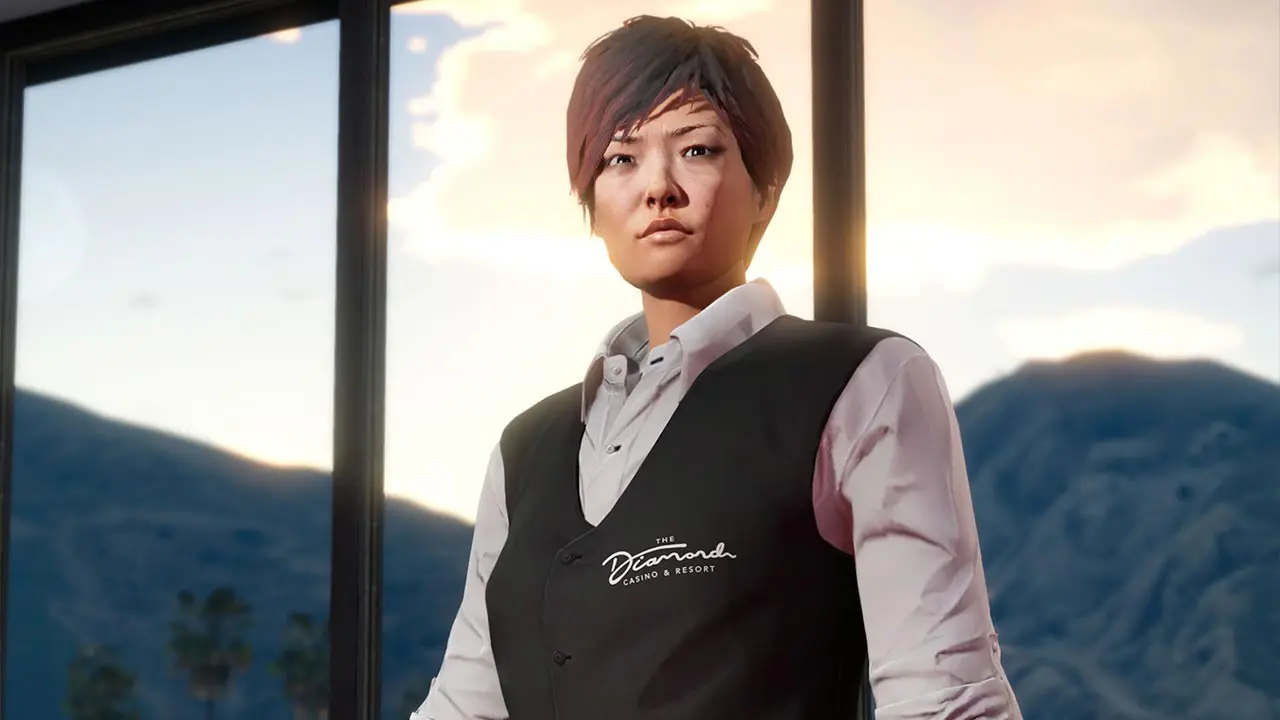 Une croupière dans la salle de jeux personnalisées du Penthouse du Diamond Casino.