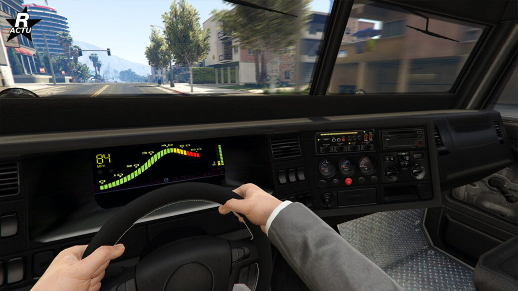 Point de vue du conducteur lors de la conduite du fourgon blindé.