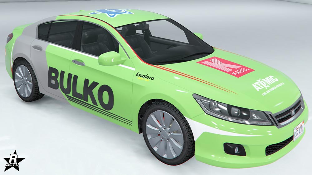 Groupe de décalcomanie "Course Bulko" présent sur la carrosserie de la voiture de GTA Online