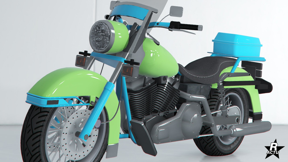 Aucune décalcomanie sur la carrosserie, donnant une apparence banalisée à cette moto de police.