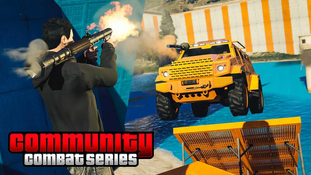 Activité communautaire de la série combat où deux joueurs de GTA Online s'affrontent dans un épreuve de type RPG vs Insurgent.