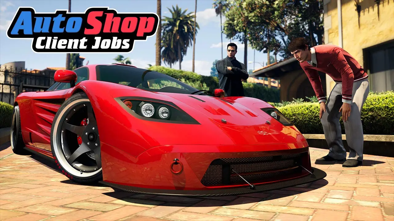 Un client regardant avec intention sa voiture Progen GP1 rénovée dans l'atelier auto d'un joueur de GTA Online.