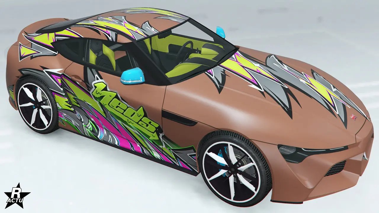 Autocollant de drift de couleurs vertes, jaunes et roses