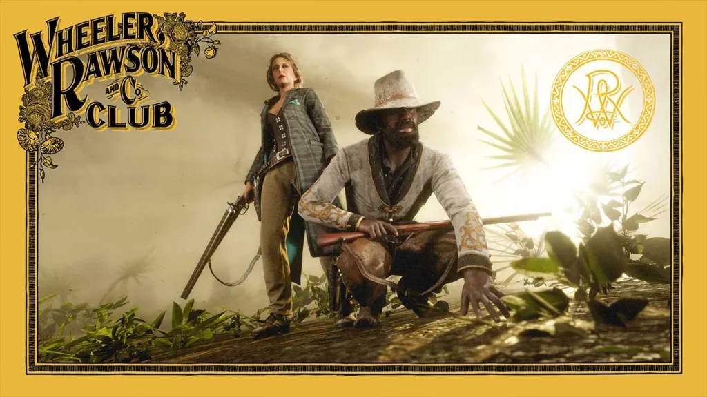 Deux personnages de Red Dead Online portant des vêtements du Passe de hors-la-loi №1