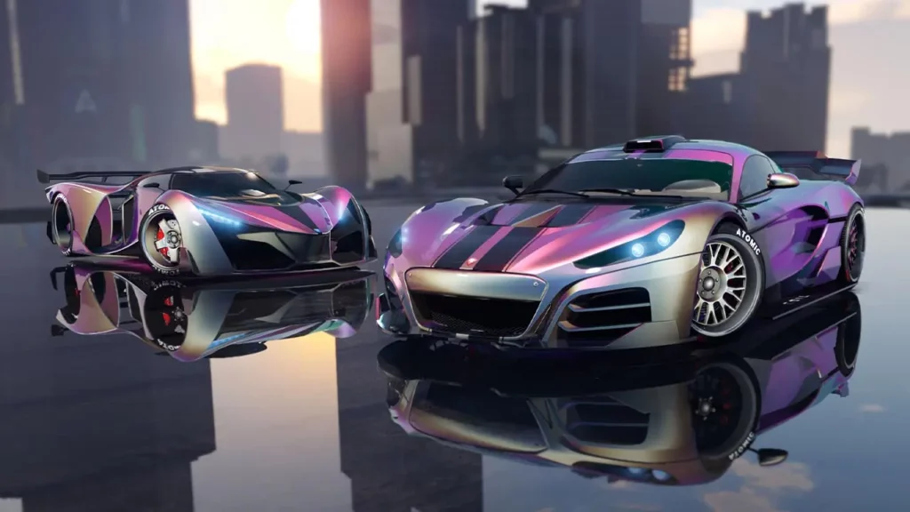 Les voitures X80 Proto et Cyclone II disposant sur leurs carrosserie, la peinture caméléon "Flip blanc/mauve" qui est exclusive aux membres GTA+ de septembre 2025