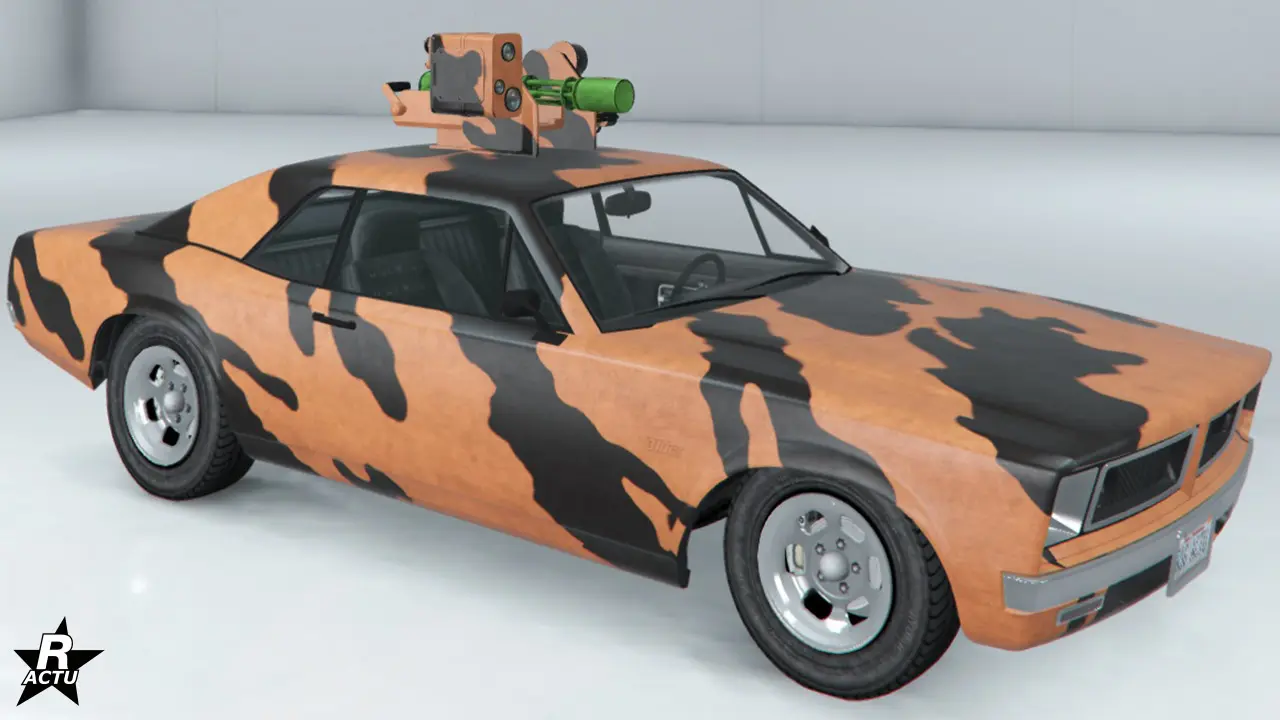 Motif de camouflage militaire en forme de tâches noires étalées sur la longueur.