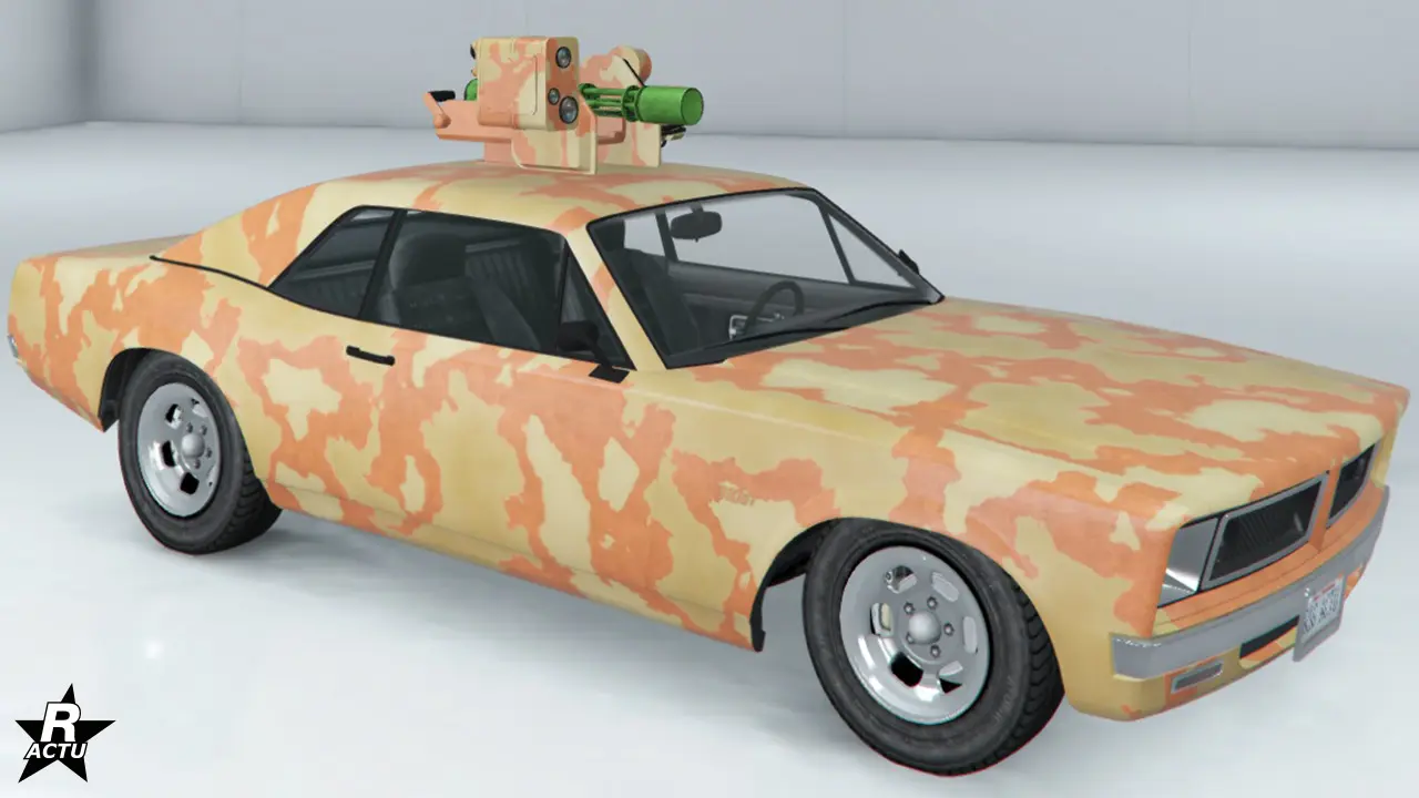 Skin de camouflage désertique ajoutant des décalcomanies de grandes formes beiges et de couleur sable.