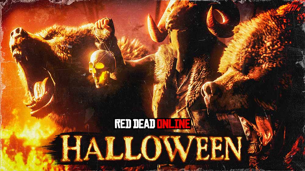 Bannière d'article d'un évènement du mois d'Halloween dans Red Dead Online