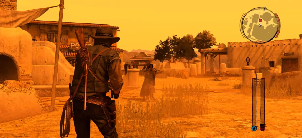 John Marston lors d'un duel, il utilise le sang-froid.