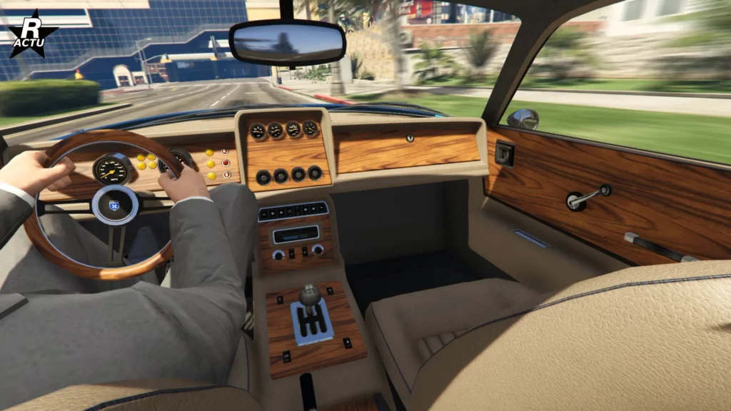 Vue de l'habitacle intérieur du véhicule de sport de collection "Grotti GT750".