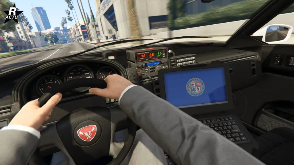 Point de vue du conducteur au volant de la Bravado Buffalo Cruiser dans GTAO.