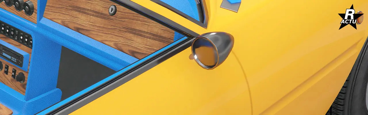 Rétroviseurs bombés et chromés fixés sur les portières.