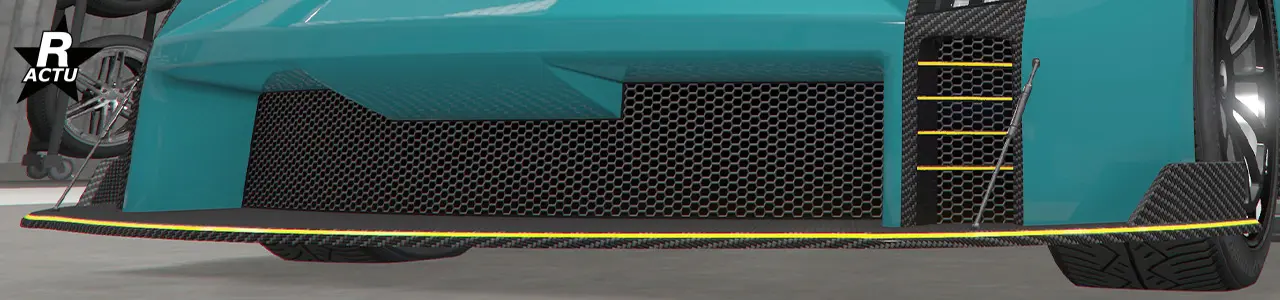 Séparateur ailé en carbone avec finitions couleur secondaire.