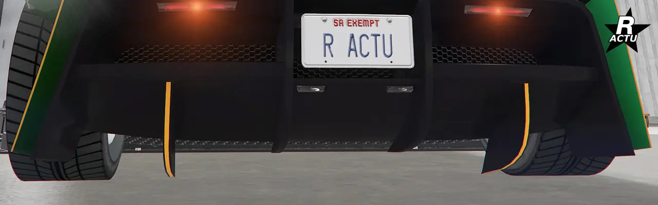 Deux ailettes couleur secondaire sous le pare-chocs arrière du bolide.