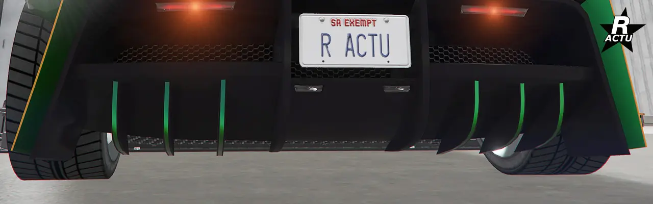 6 ailettes couleur principale sous le pare-chocs arrière.