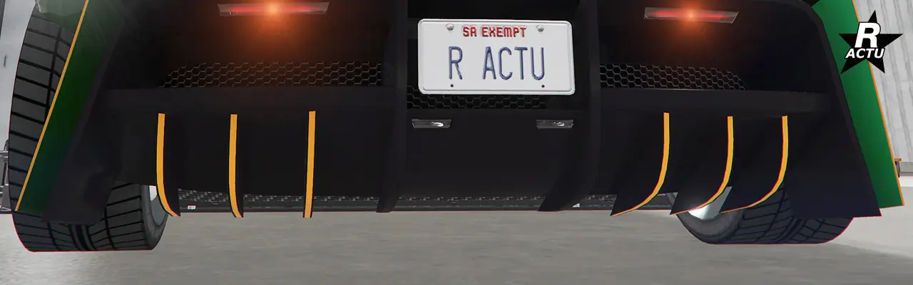 6 ailettes couleur secondaire sous le pare-chocs arrière.