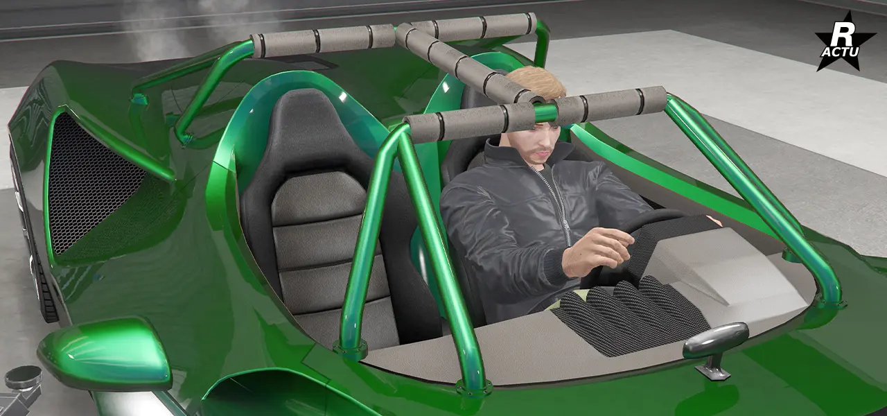 Arceaux de sécurité de couleur principale avec rembourrage, entourant l'habitacle du roadster.