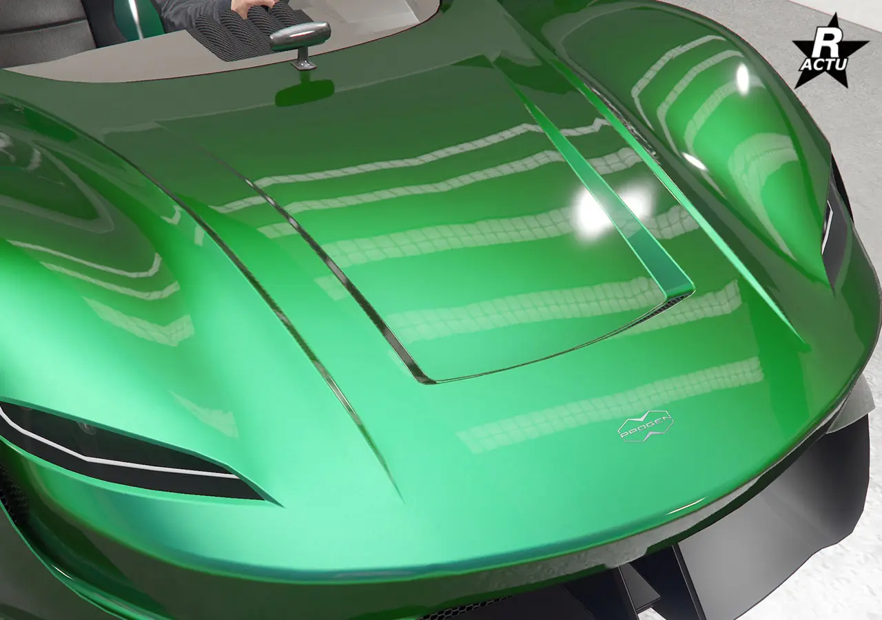 Capot avec une strie d'aération large.