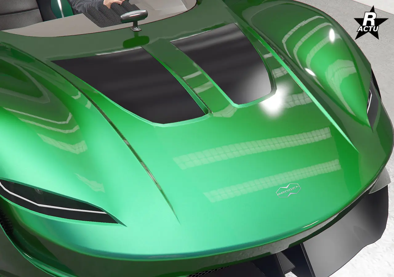 Capot de série avec deux encoches noires sur la partie supérieure.