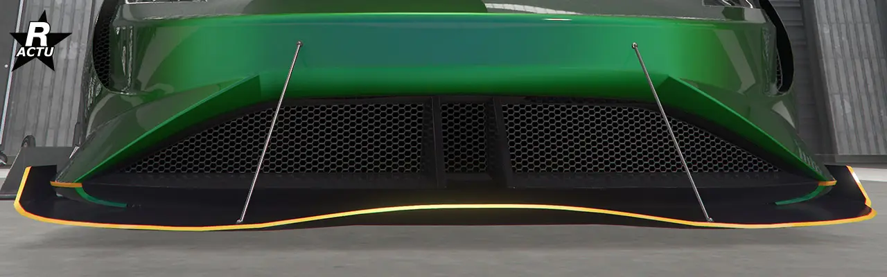 Séparateur avant couleur secondaire avec ailes aérodynamique sur ses côtés.