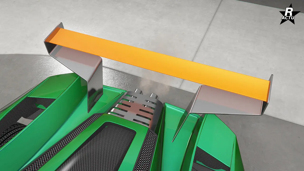 Aileron couleur secondaire avec support d'attaches angulaires chromées.