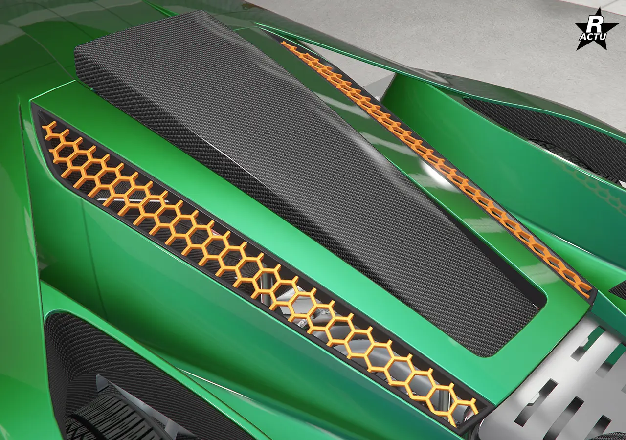 Calandre à mailles hexagonales couleur secondaire.